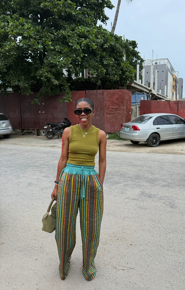 Isale Eko from Derin - Green Aso oke pants